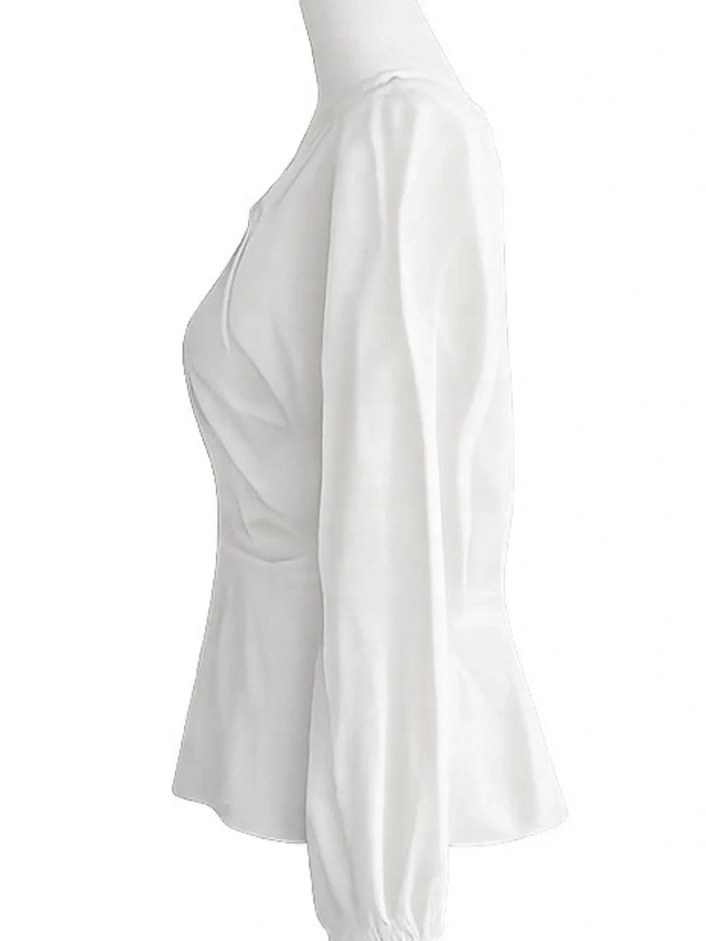 J.Crew White Cotton Poplin Faux Wrap Peplum Blouse Puff Sleeve Size 8